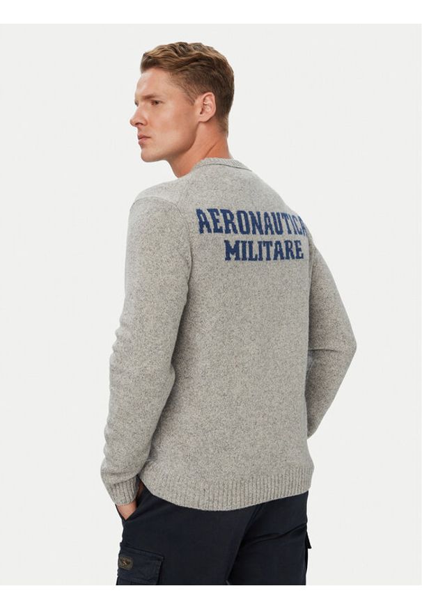 Aeronautica Militare Sweter 262MA1645UL00924 Szary Regular Fit. Kolor: szary. Materiał: wełna