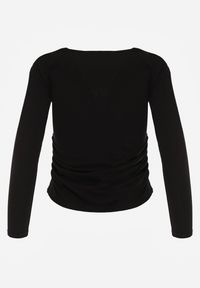 Renee - Czarna Marszczona Bluzka z Wiskozą i Bawełną Trihal. Okazja: na co dzień. Kolor: czarny. Materiał: wiskoza, bawełna. Styl: casual #8