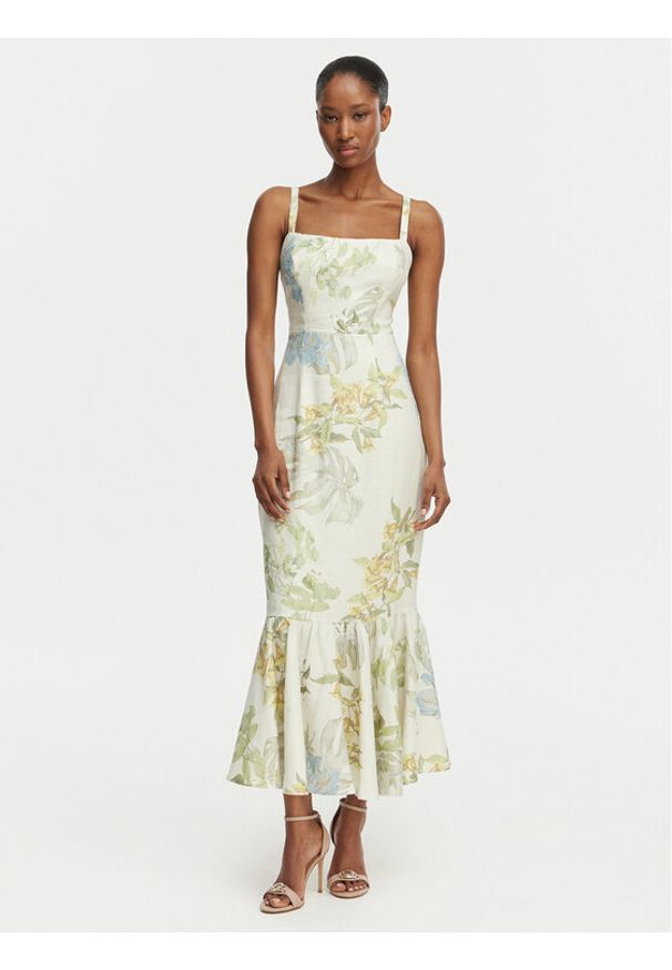 Guess Sukienka koktajlowa W6GKA6 W2409 Beżowy jasny Regular Fit. Kolor: beżowy. Materiał: wiskoza. Styl: wizytowy