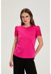 MOODO - Gładka bluzka fuksjowa. Materiał: bawełna. Wzór: gładki #1