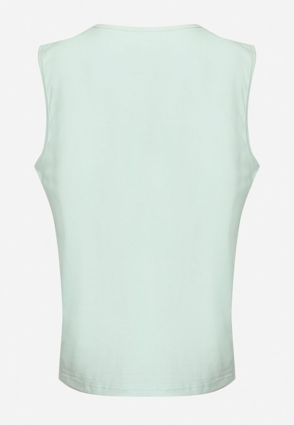 Born2be - Miętowa Klasyczna Koszulka Tank Top Bez Rękawów Lakeana. Kolor: miętowy. Materiał: jeans, materiał. Długość rękawa: bez rękawów