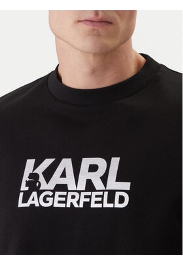 Karl Lagerfeld - KARL LAGERFELD Bluza 705780 500917 Czarny Regular Fit. Typ kołnierza: dekolt w karo. Kolor: czarny. Materiał: bawełna