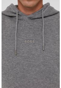 BOSS - Boss - Bluza bawełniana Boss Casual. Okazja: na co dzień. Typ kołnierza: kaptur. Kolor: szary. Materiał: bawełna. Wzór: gładki. Styl: casual #3