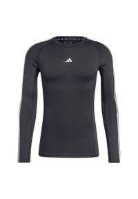Adidas - Koszulka TECHFIT Compression Training 3-Stripes Long Sleeve. Kolor: czarny. Materiał: materiał. Długość rękawa: długi rękaw. Technologia: Techfit (Adidas). Sport: fitness