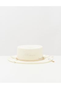 RUSLAN BAGINSKIY - Biały słomiany kapelusz. Kolor: biały. Materiał: materiał. Wzór: aplikacja #2