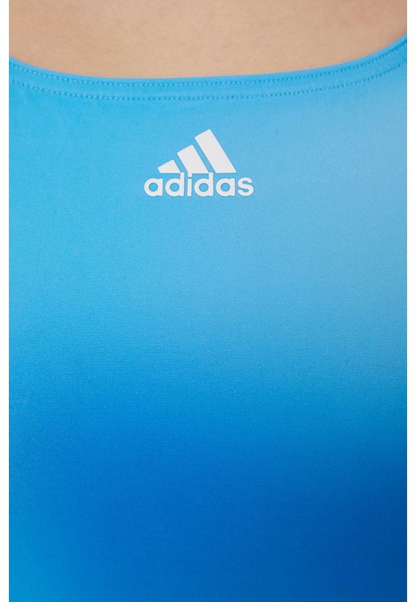 adidas Performance strój kąpielowy Melbourne Print 3-Stripes kolor turkusowy miękka miseczka. Kolor: niebieski. Materiał: materiał, dzianina. Wzór: nadruk