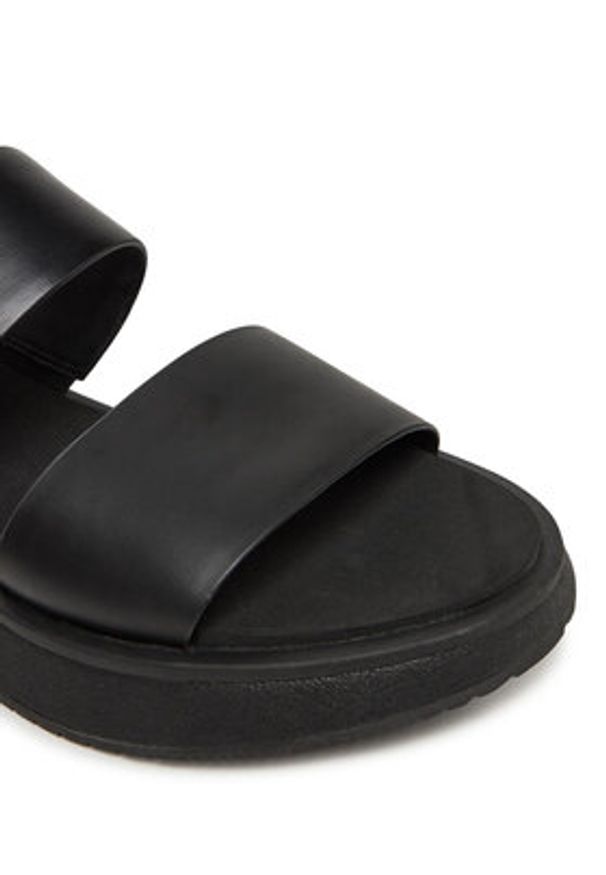 Calvin Klein Jeans Klapki Sandal Slide Double Strap YW0YW01694 Czarny. Kolor: czarny. Materiał: skóra