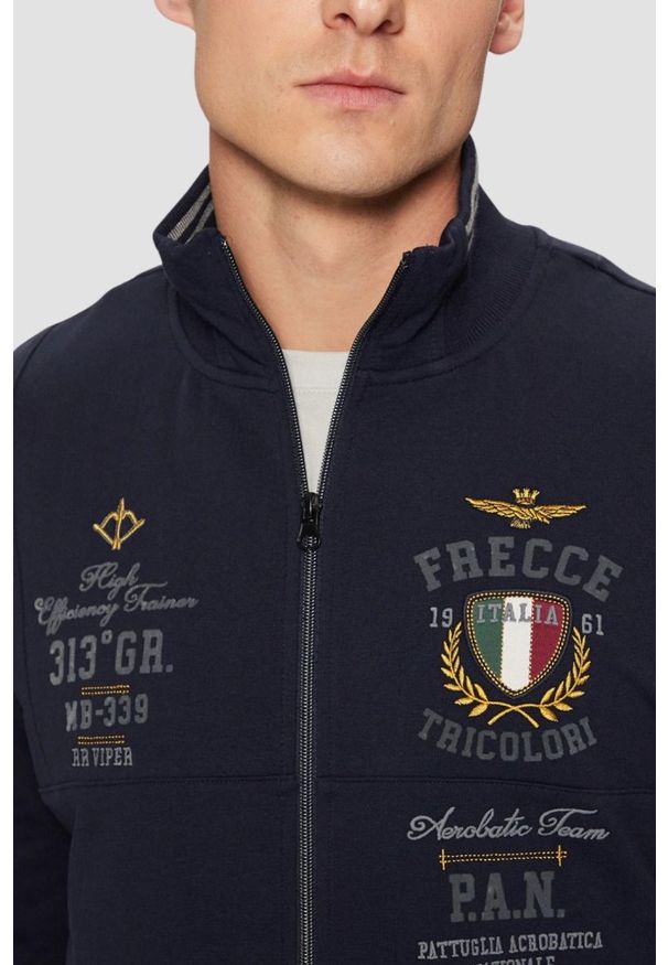 Aeronautica Militare - AERONAUTICA MILITARE Granatowa bluza męska Color-block, Rozmiar XL. Kolor: niebieski. Wzór: nadruk