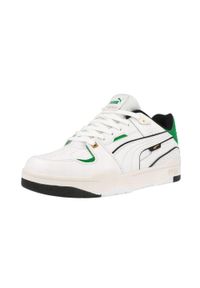 Puma - Męskie Skórzane Buty Sportowe Slipstream. Kolor: zielony, biały, wielokolorowy. Materiał: skóra. Sport: turystyka piesza