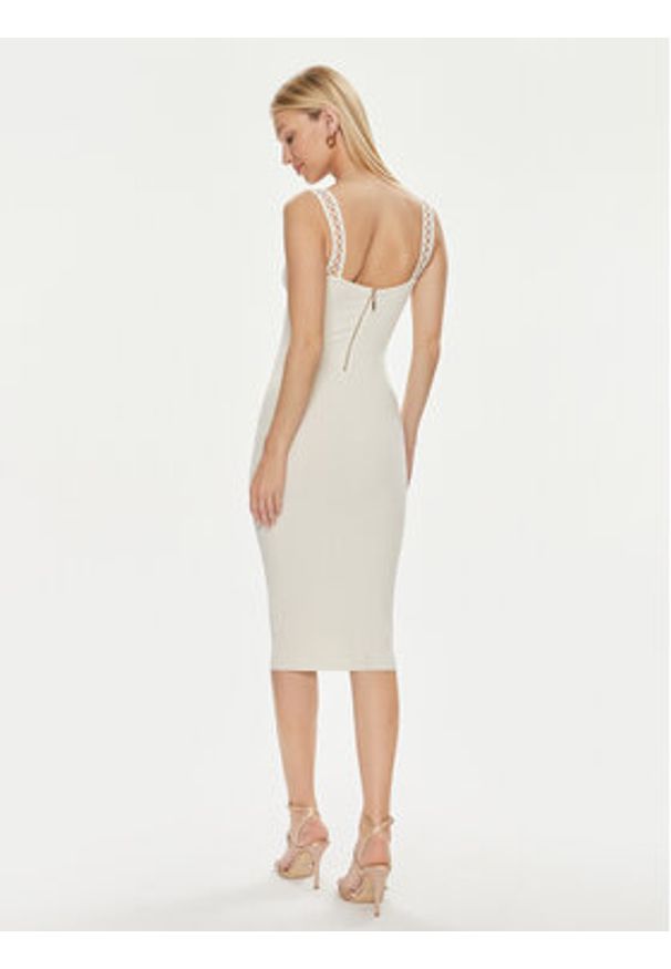 Marciano Guess Sukienka koktajlowa 4GGK25 5634Z Écru Slim Fit. Materiał: wiskoza. Styl: wizytowy