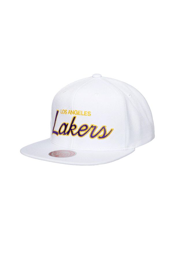 Czapka typu snapback Mitchell & Ness Heritage Script Los Angeles Lakers. Kolor: biały