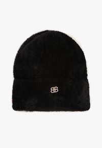 Renee - Czarna Czapka Beanie z Wiskozą Wełną i Naszywką Zolirra. Kolor: czarny. Materiał: wełna, wiskoza. Wzór: aplikacja. Styl: casual, elegancki