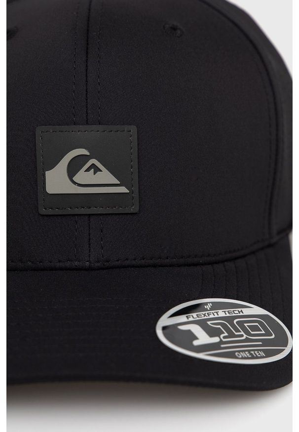 Quiksilver czapka kolor czarny gładka. Kolor: czarny. Wzór: gładki