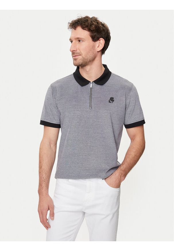 Karl Lagerfeld - KARL LAGERFELD Polo 745004 542204 Czarny Regular Fit. Typ kołnierza: polo. Kolor: czarny. Materiał: bawełna