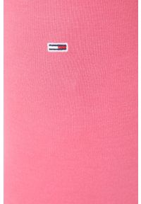 Tommy Jeans legginsy DW0DW13758.9BYY damskie kolor różowy z aplikacją. Kolor: różowy. Materiał: poliester, dzianina. Wzór: aplikacja #3