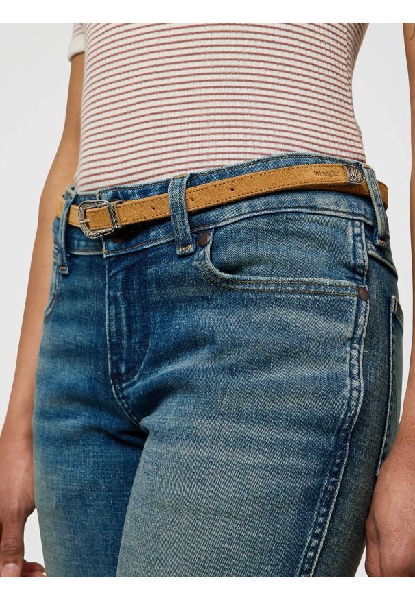 Wrangler - DAMSKI PASEK WRANGLER THIN WESTERN BELT CAMEL 112372414