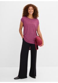 bonprix - Długi shirt z mieszanki wiskozy. Kolor: fioletowy. Materiał: wiskoza. Długość rękawa: krótki rękaw. Długość: długie #3