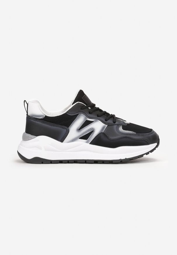 Renee - Czarne Sneakersy Przed Kostkę Zdobione Przeszyciami Flallesi. Wysokość cholewki: przed kostkę. Kolor: czarny. Wzór: aplikacja