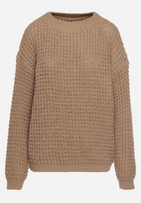 Born2be - Ciemnobeżowy Sweter z Dodatkiem Wiskozy i Ozdobnym Splotem Riavellea. Okazja: na co dzień, na spotkanie biznesowe. Kolor: beżowy. Materiał: wiskoza. Wzór: ze splotem. Styl: casual, biznesowy, elegancki #7