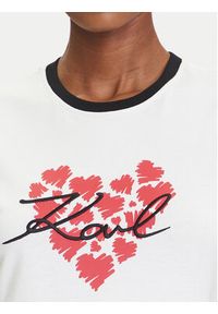 Karl Lagerfeld - KARL LAGERFELD T-Shirt A3W17015 Écru Regular Fit. Typ kołnierza: dekolt w karo. Materiał: bawełna #4