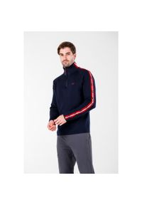 WOOLONA - Sweter turystyczny męski Woolona Noyan 100% Merino. Kolor: niebieski. Materiał: wełna. Sport: turystyka piesza