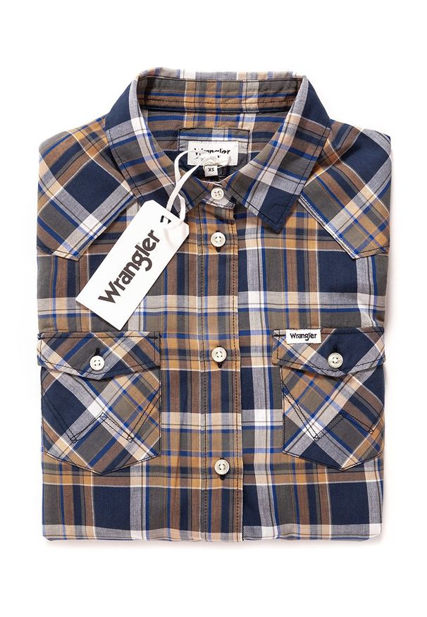 Wrangler - KOSZULA WRANGLER CHECK SHIRT DUSTY OLIVE W5240LU45 112129348. Wzór: kratka
