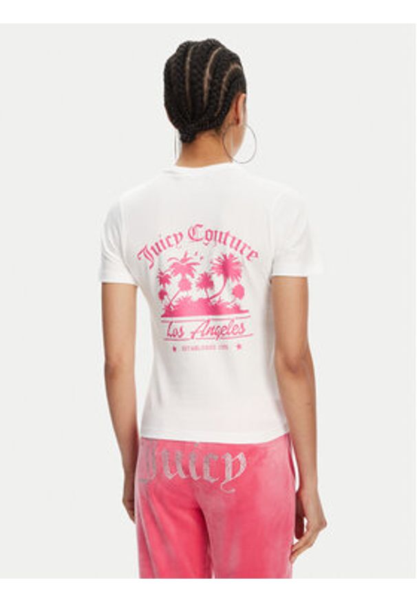 Juicy Couture T-Shirt La Beach JCWCT125319 Biały Regular Fit. Kolor: biały. Materiał: bawełna