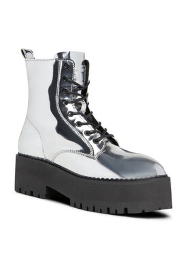 Tommy Jeans Botki Tjw Flatform Zip Up Metallic EN0EN02403 Szary. Kolor: szary. Materiał: skóra