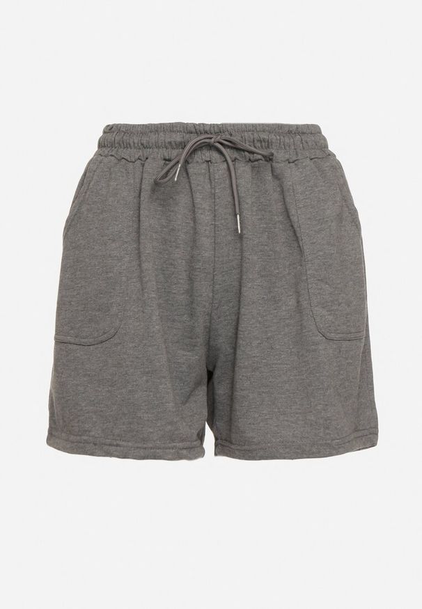 Born2be - Ciemnoszare Szorty Dresowe z Gumką w Talii Marefia. Okazja: na co dzień. Kolor: szary. Materiał: dresówka. Styl: casual