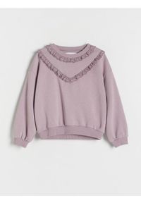 Reserved - Bluza z falbanką - lawendowy. Kolor: fioletowy. Materiał: bawełna #1