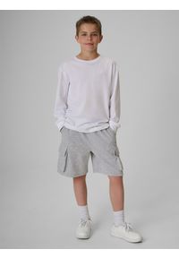 4f - 4F Spodenki dresowe chłopięce - szare 158 (12-13 lat). Okazja: na co dzień. Kolor: szary. Materiał: dresówka. Sezon: lato. Styl: casual #1