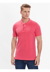 Tommy Jeans Polo DM0DM15940 Różowy Slim Fit. Typ kołnierza: polo. Kolor: różowy. Materiał: bawełna #1