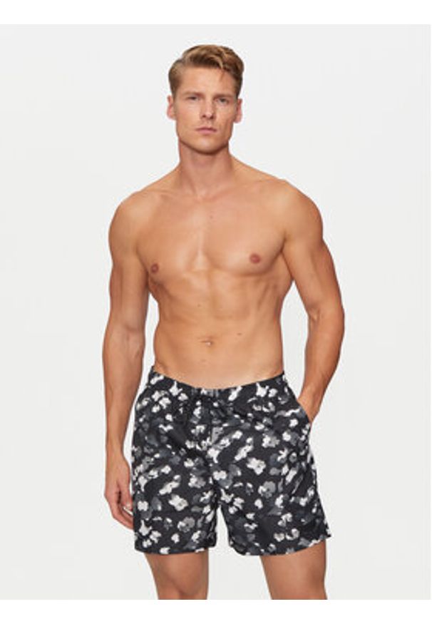 Calvin Klein Swimwear Szorty kąpielowe KM0KM01162 Czarny Regular Fit. Kolor: czarny. Materiał: syntetyk