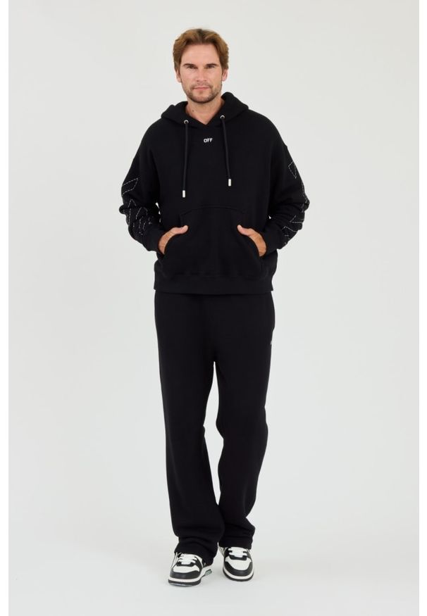OFF-WHITE Czarne męskie spodnie dresowe Stitch Arr Sweatpants, Rozmiar XL. Kolor: czarny. Materiał: dresówka