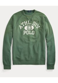 Ralph Lauren - RALPH LAUREN - Zielona bluza z nadrukiem. Okazja: na co dzień. Typ kołnierza: polo, bez kaptura. Kolor: zielony. Materiał: bawełna. Długość rękawa: długi rękaw. Długość: długie. Wzór: nadruk. Styl: casual, sportowy #4