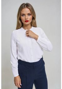 MOODO - Koszula z wiskozy biała. Kolor: biały. Materiał: wiskoza
