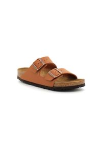 Klapki damskie Birkenstock Arizona. Zapięcie: bez zapięcia. Kolor: brązowy. Materiał: syntetyk, materiał. Sport: turystyka piesza