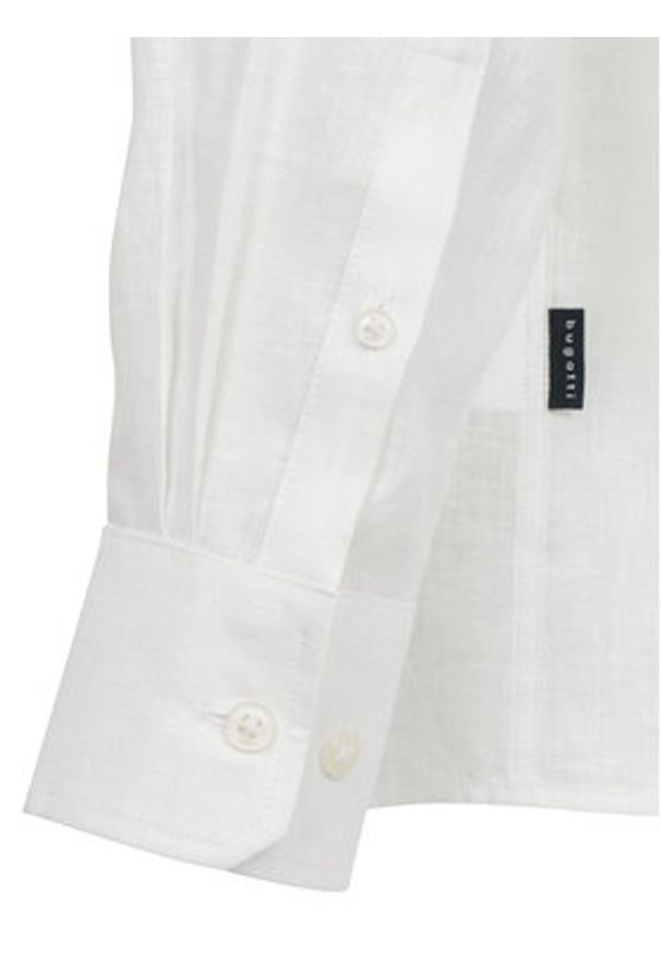 Bugatti Koszula 9550-78900C Biały Casual Fit. Okazja: na co dzień. Kolor: biały. Materiał: len. Styl: casual