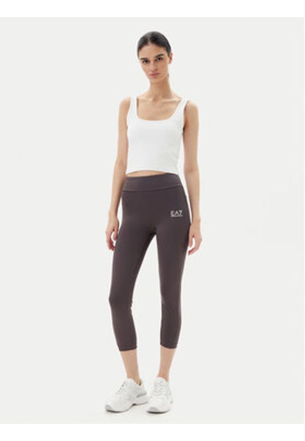 EA7 Emporio Armani Legginsy 7W000239 AF12627 U6278 Brązowy Slim Fit. Kolor: brązowy. Materiał: syntetyk