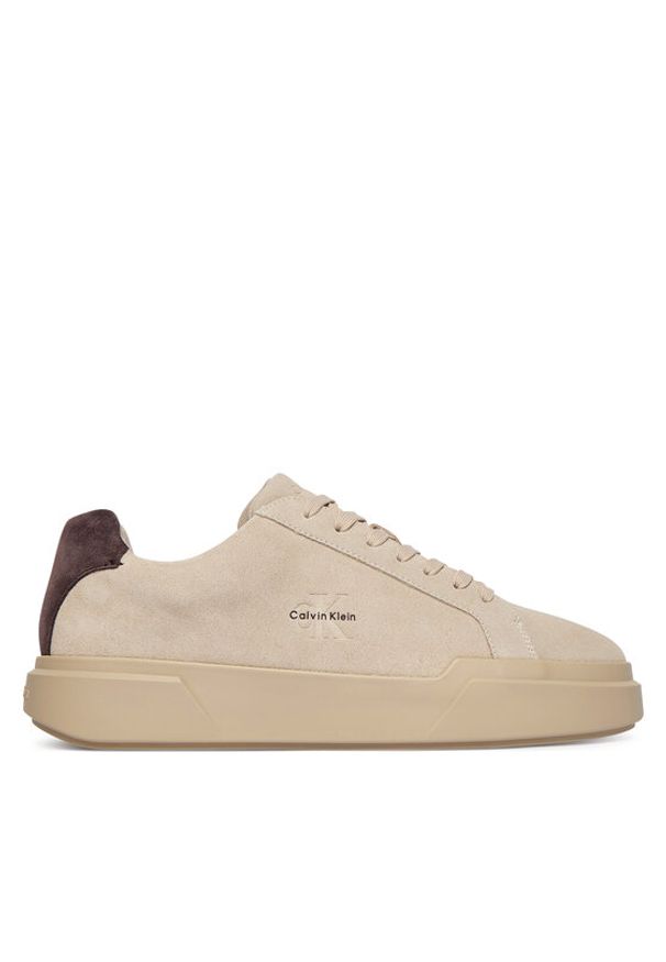 Calvin Klein Sneakersy Chunky Cupsole Laceup Su YM0YM01453 Beżowy. Kolor: beżowy. Materiał: skóra, zamsz