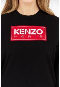 Kenzo - KENZO Czarna bluza damska z aplikacją z logo, Rozmiar M. Kolor: czarny. Wzór: aplikacja #2