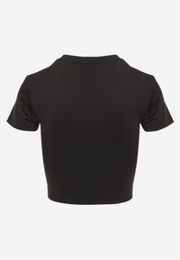 Renee - Czarny Basicowy T-shirt w Stylu Cropped z Subtelnym Nadrukiem Loraera. Okazja: na co dzień. Kolor: czarny. Materiał: jeans. Długość: krótkie. Wzór: nadruk. Styl: elegancki, sportowy, casual #8