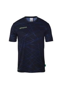 UHLSPORT - Koszulka Uhlsport Prediction. Kolor: niebieski, czarny, biały, wielokolorowy. Materiał: jersey. Wzór: nadruk, napisy. Sport: piłka nożna