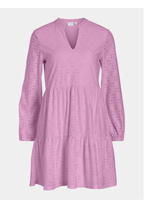 Vila Sukienka codzienna Kawa 14070250 Różowy Regular Fit. Okazja: na co dzień. Kolor: różowy. Materiał: syntetyk. Typ sukienki: proste. Styl: casual