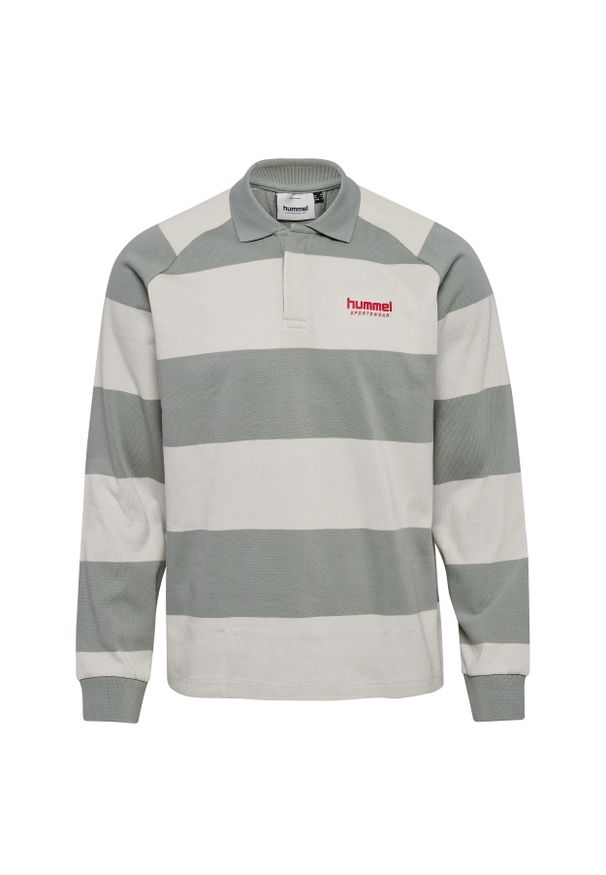 Koszulka polo z długim rękawem Hummel Striped. Typ kołnierza: polo. Kolor: szary. Materiał: bawełna. Długość rękawa: długi rękaw. Długość: długie