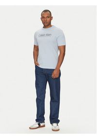 Calvin Klein T-Shirt Double Logo K10K114149 Błękitny Regular Fit. Kolor: niebieski. Materiał: bawełna #3