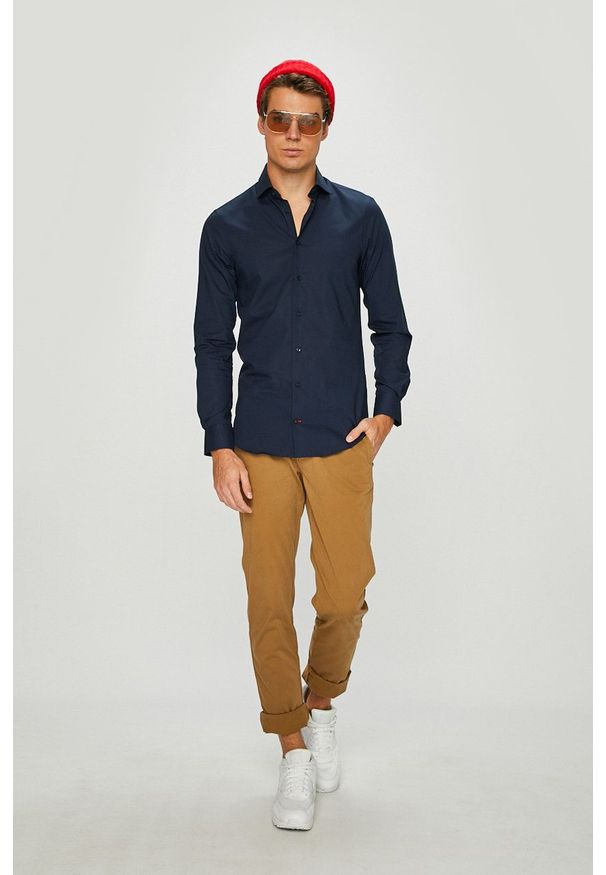 Tommy Hilfiger Tailored - Koszula. Typ kołnierza: kołnierzyk włoski. Kolor: niebieski. Materiał: tkanina. Wzór: gładki