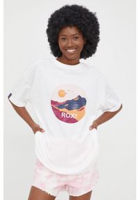 Roxy t-shirt bawełniany kolor biały. Kolor: biały. Materiał: bawełna. Długość rękawa: krótki rękaw. Długość: krótkie. Wzór: gładki #5