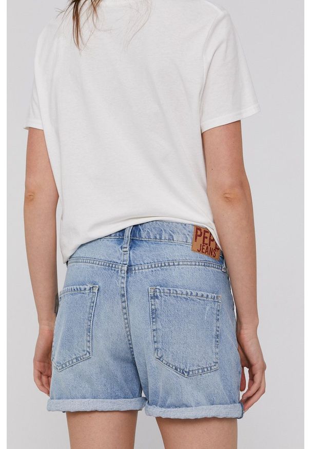 Pepe Jeans - Szorty jeansowe bawełniane. Okazja: na co dzień. Kolor: niebieski. Materiał: bawełna. Styl: casual