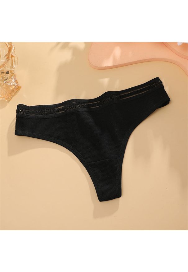 Intica - Stringi z szerokim pasem oddychające komfortowe Venira. Kolor: czarny. Materiał: materiał, skóra